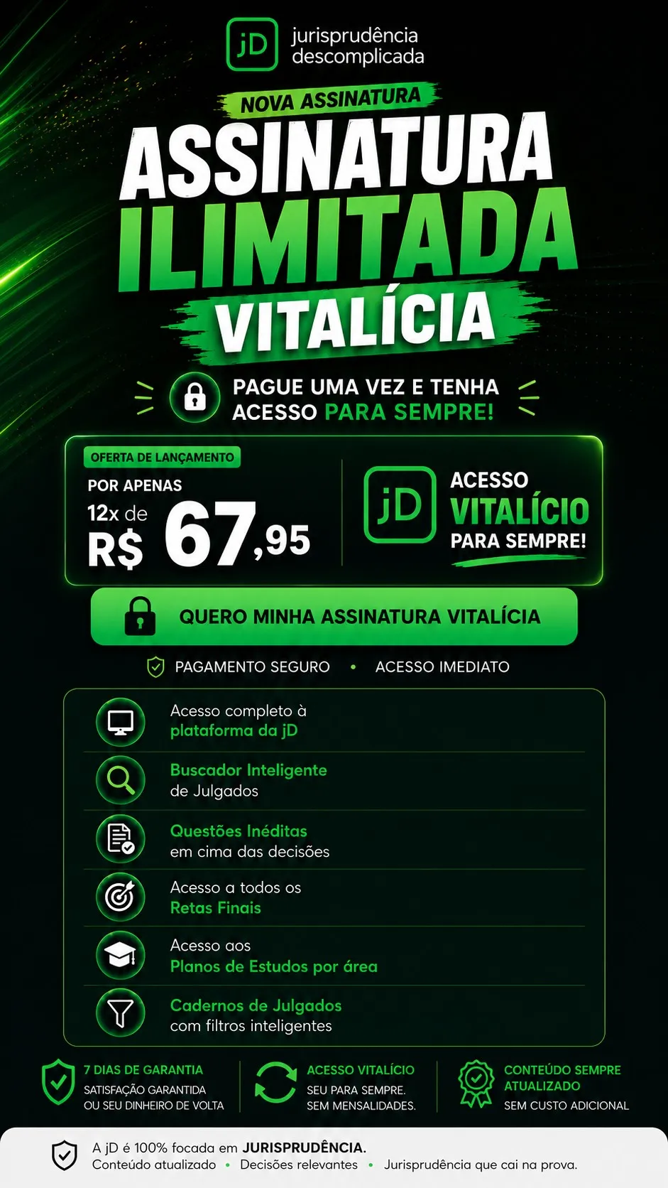 Assinatura Ilimitada Vitalícia, pague uma vez e tenha acesso para sempre!